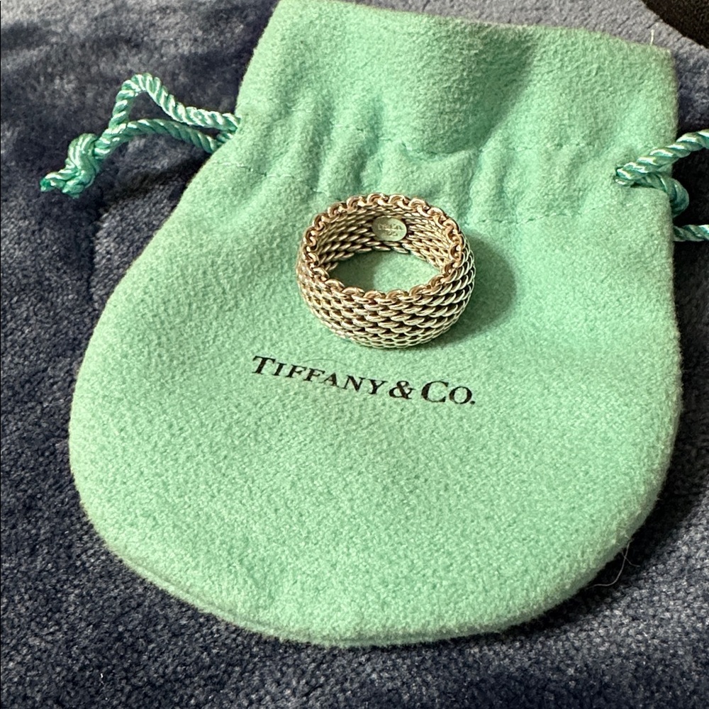 Tiffany & Co. Somerset silver mesh ring size 6